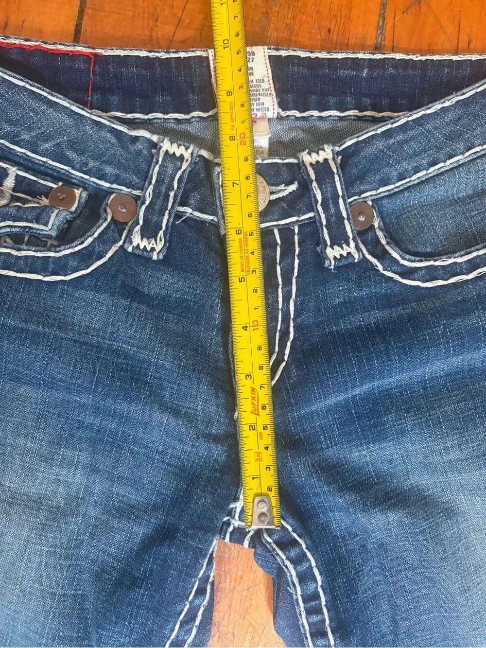 Vintage true religion billy super y2k low rise women’s Blue Bootcut Jeans 29 - Picture 7 of 9